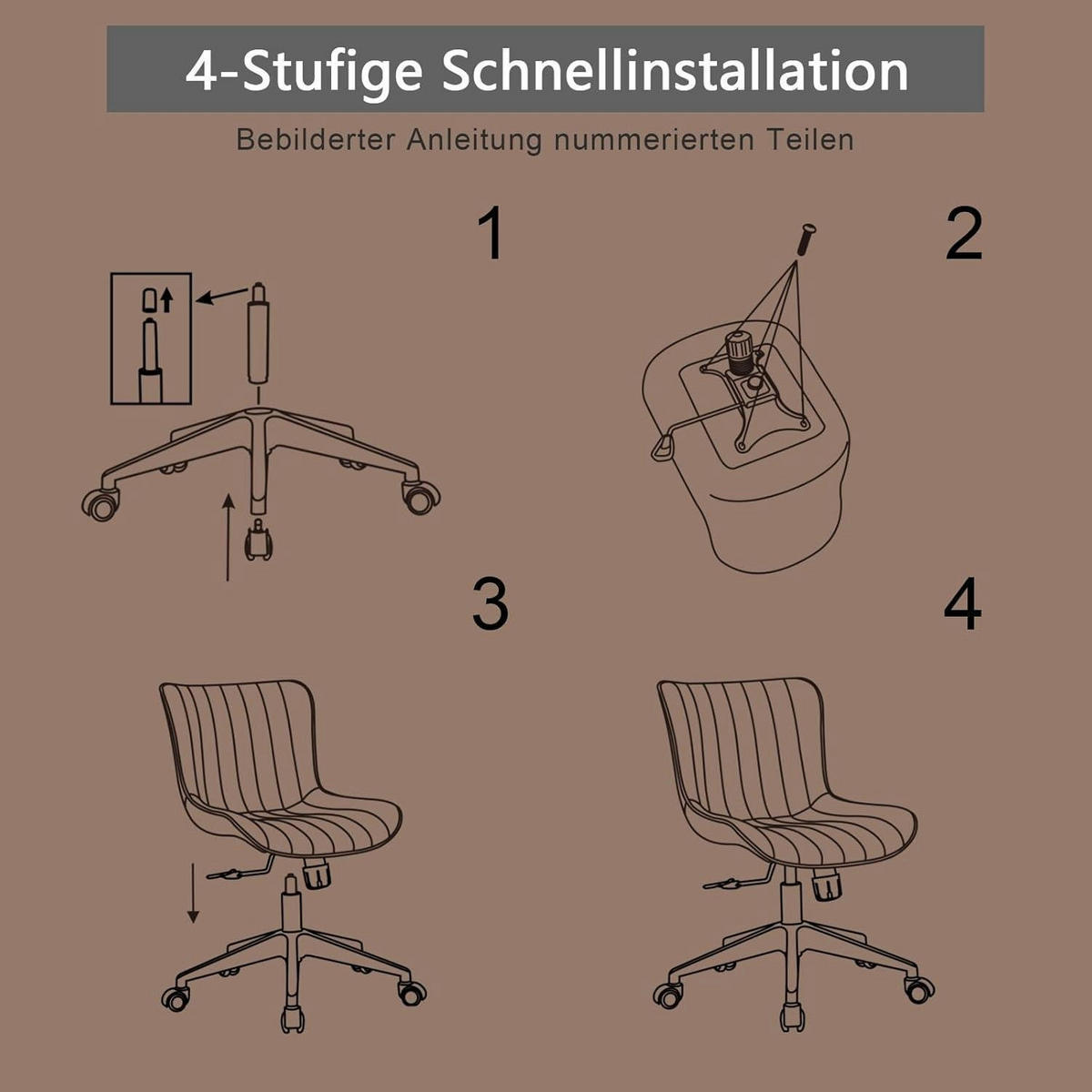 BÜROSTUHL Ergonomisch PU-Leder Braun - Braun, Kunststoff (53/93/46cm)