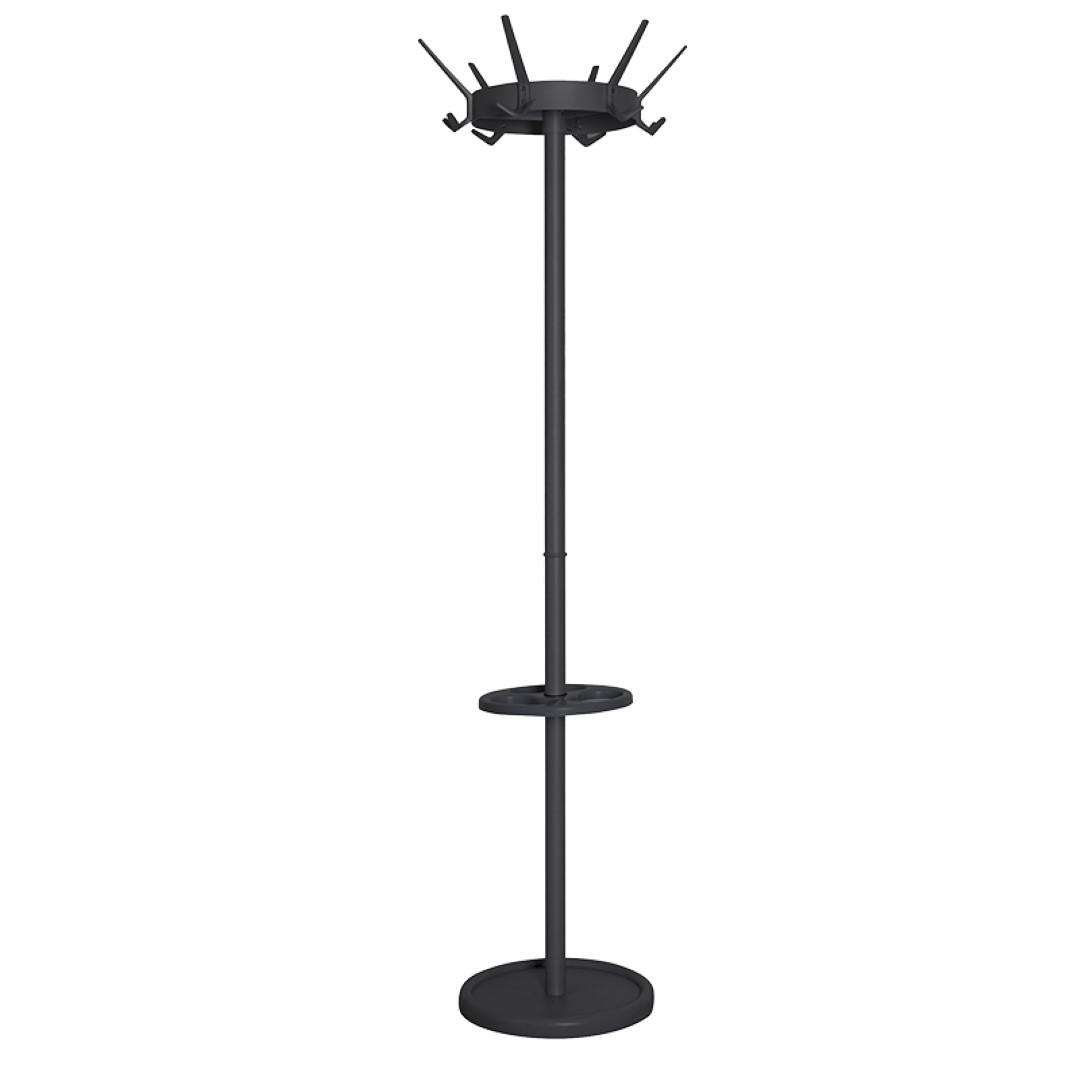 GARDEROBE Mit Drehbarer Krone & 6 Drillingshaken 180x11x48 cm Schwarz - Schwarz, Metall (11/180/48cm) - PROREGAL
