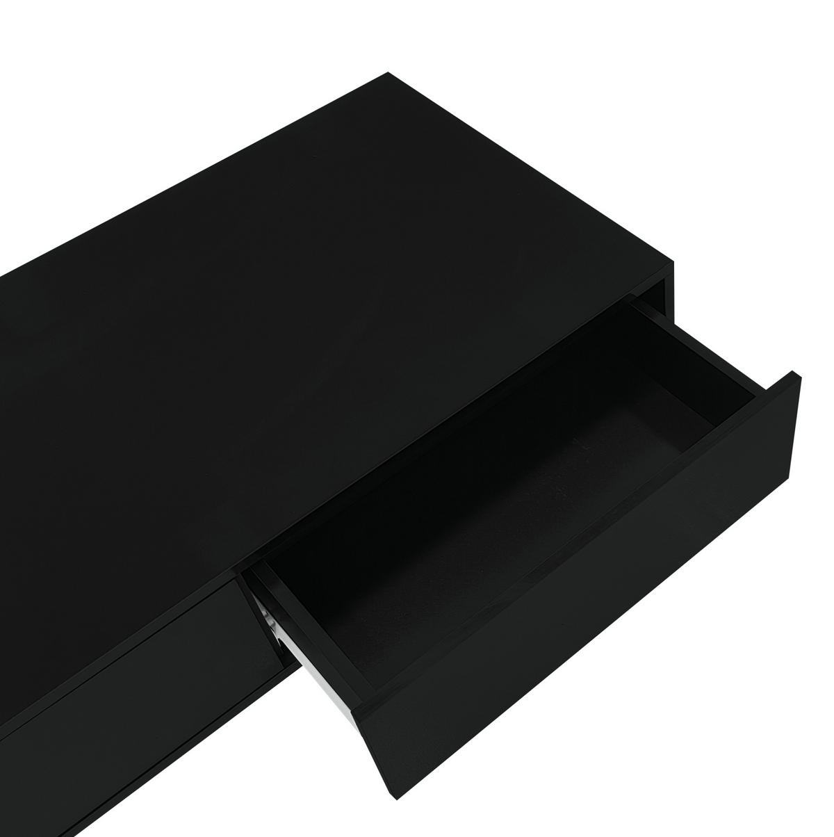 COUCHTISCH 115/55/34 cm schwarz hochglänzend mit 2 Schubladen und LED-Beleuchtung - Schwarz, Holzwerkstoff (115/55/34cm) - OKWISH