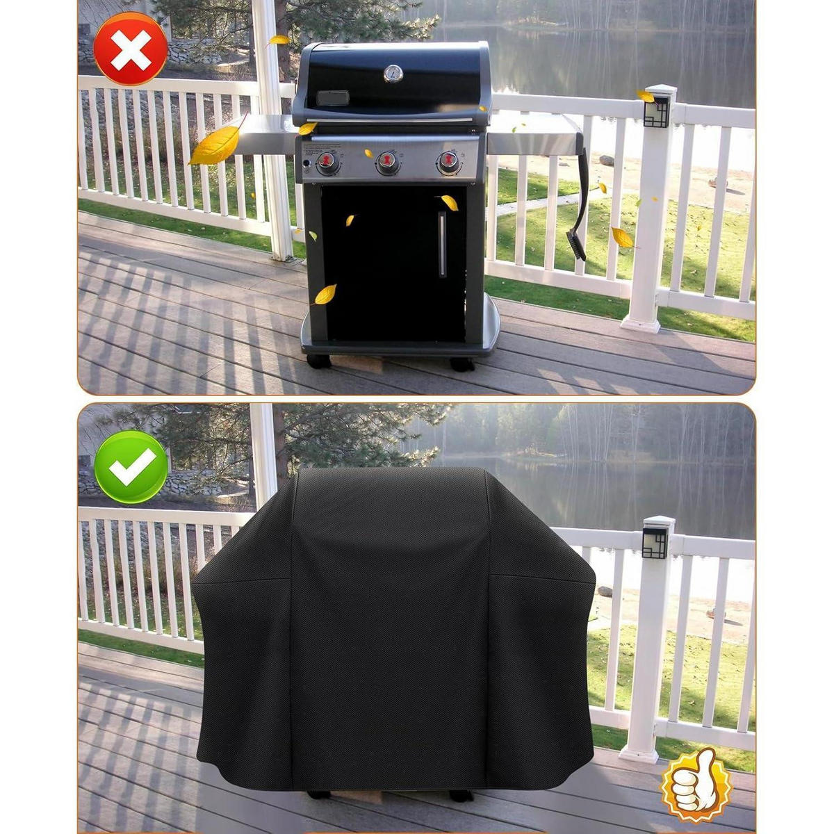 GASGRILL Abdeckung 147 x 63 x 113 cm - Schwarz, Kunststoff (113/63/147cm)