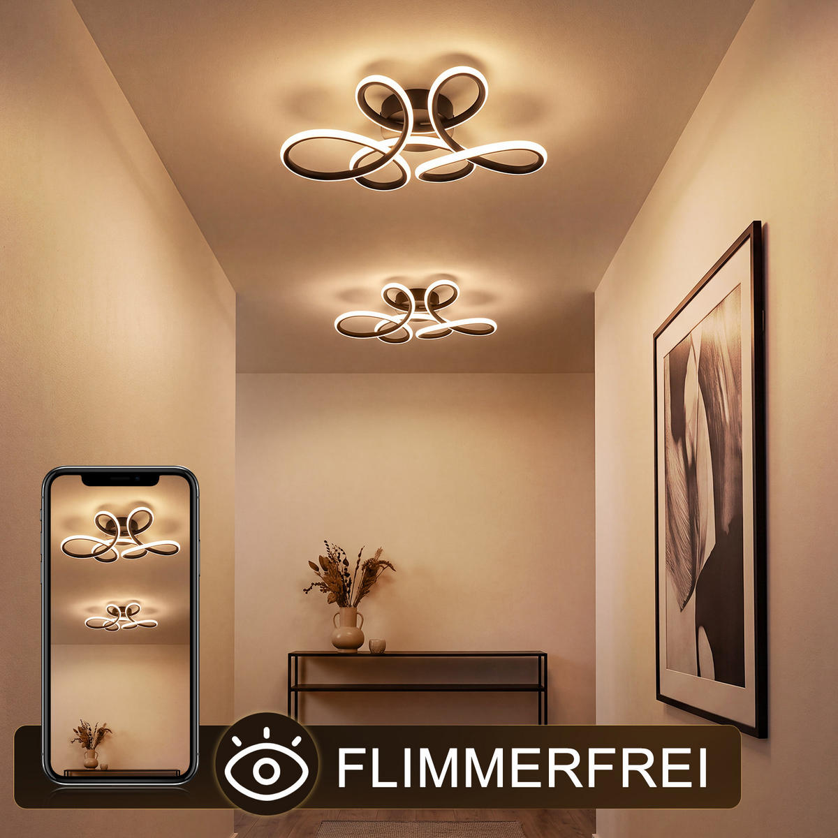 LED DECKENLEUCHTE Cyvith 36/25/8.5 cm - Schwarz, Kunststoff/Metall (36/25/8.5cm) - ZMH