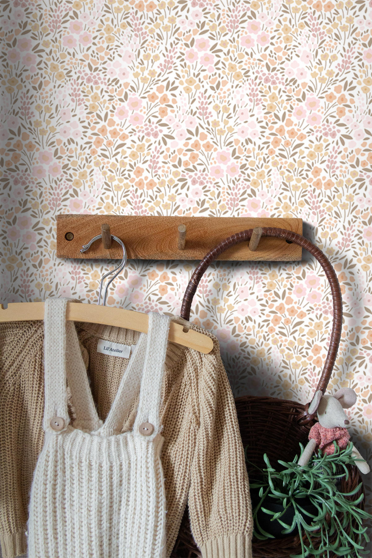 TAPETE Blumen 53 cm x 10.05 m - Weiß, Papier (53/0.1cm) - ESTAhome