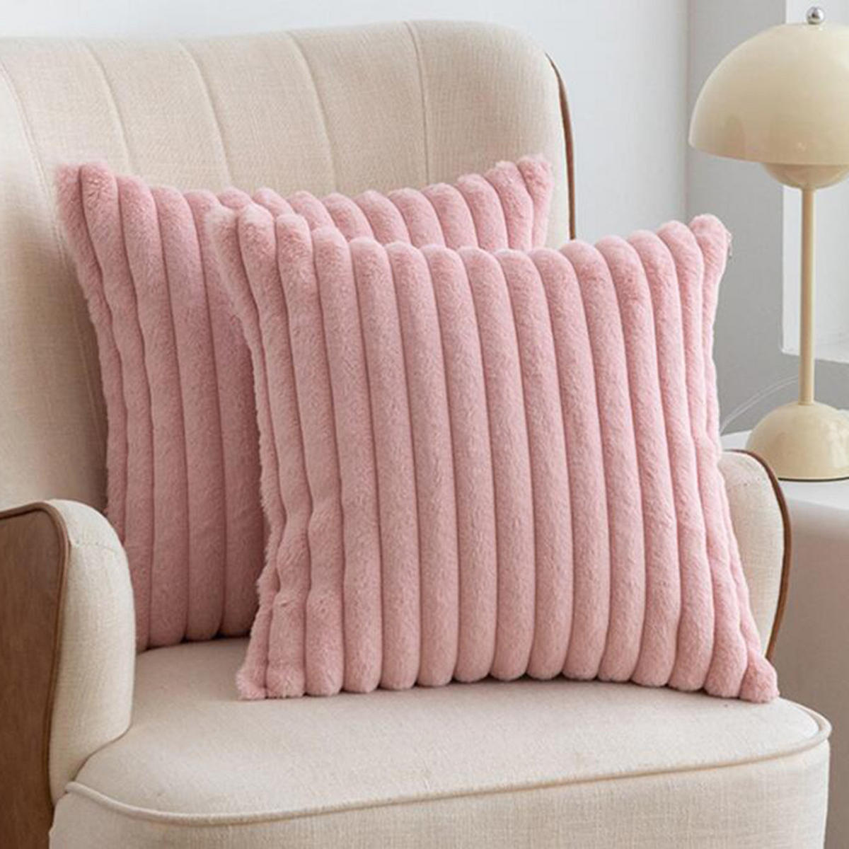 KISSENHÜLLE Velvety 45/45 cm，2er-Set - Pink, Textil (45/45cm) - Kaket