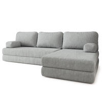 ROHOVÁ SEDAČKA LEA modulární Boneless pohovka s funkcí spaní, světle šedá QUELLE 83 - světle šedá, textil (270/160cm) - MASSENO
