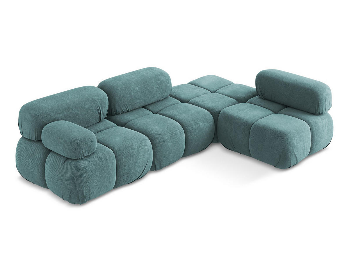 ECKSOFA Rechts Chenille Stoff Blau - Blau/Blaugrau, Kunststoff/Textil (285/190cm) - Makamii
