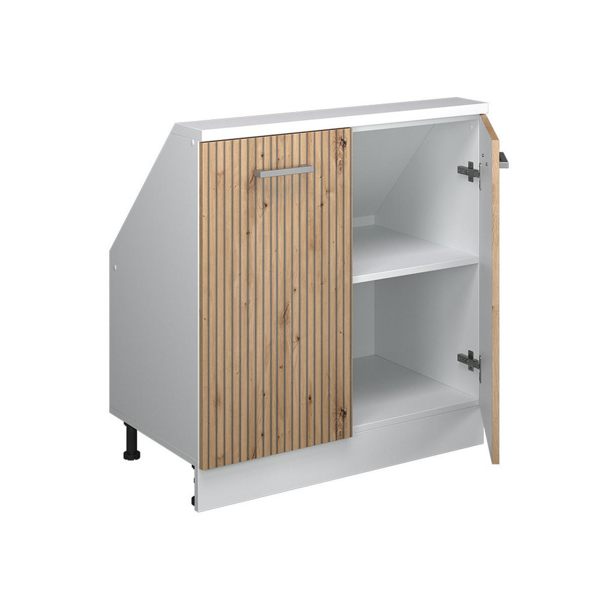 KUCHYŇSKÁ SKŘÍŇKA POD ŠIKMOU STŘECHU R-Line Dub řemeslný/bílý - bílá/dub artisan, kompozitní dřevo (80/81.6/46cm) - Vicco