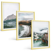 BILDER SET 3er Set - 40x60 cm Goldrahmen - Holzhaus an Bergstränden - Goldfarben, Kunststoff (40/60cm) - TULUP