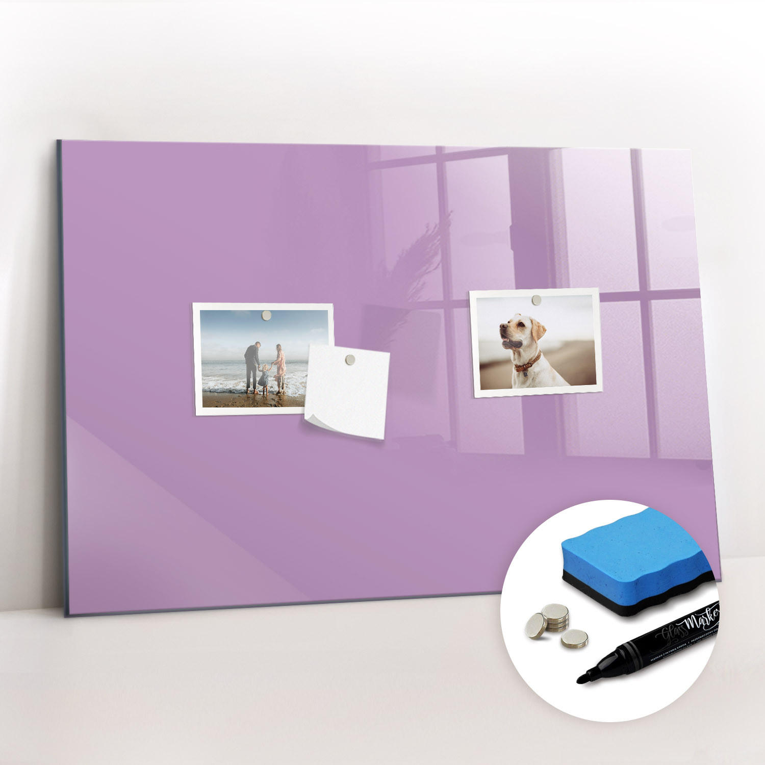 MAGNETTAFEL 60x40 Flieder schwarzer Marker - Violett, Glas (60/0.4/40cm) - TULUP