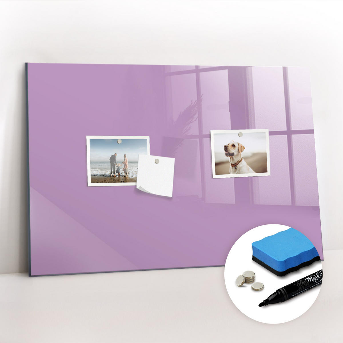 MAGNETTAFEL 60x40 Flieder schwarzer Marker - Violett, Glas (60/0.4/40cm) - TULUP