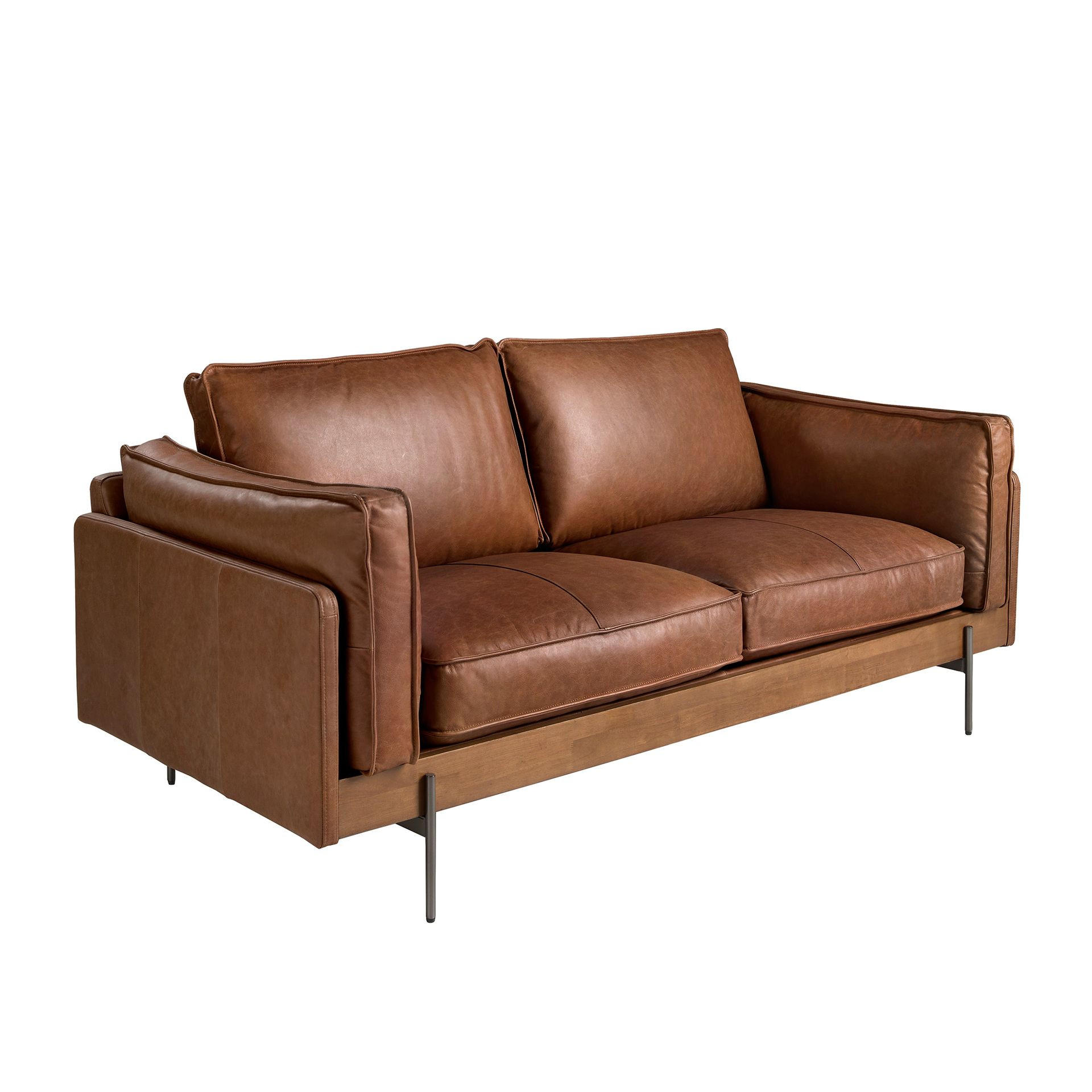 SOFA 2-Sitzer-Sofa in Leder tabakbraun 184/86/79 cm - Braun, Leder (184/79/86cm) - ANGEL CERDA