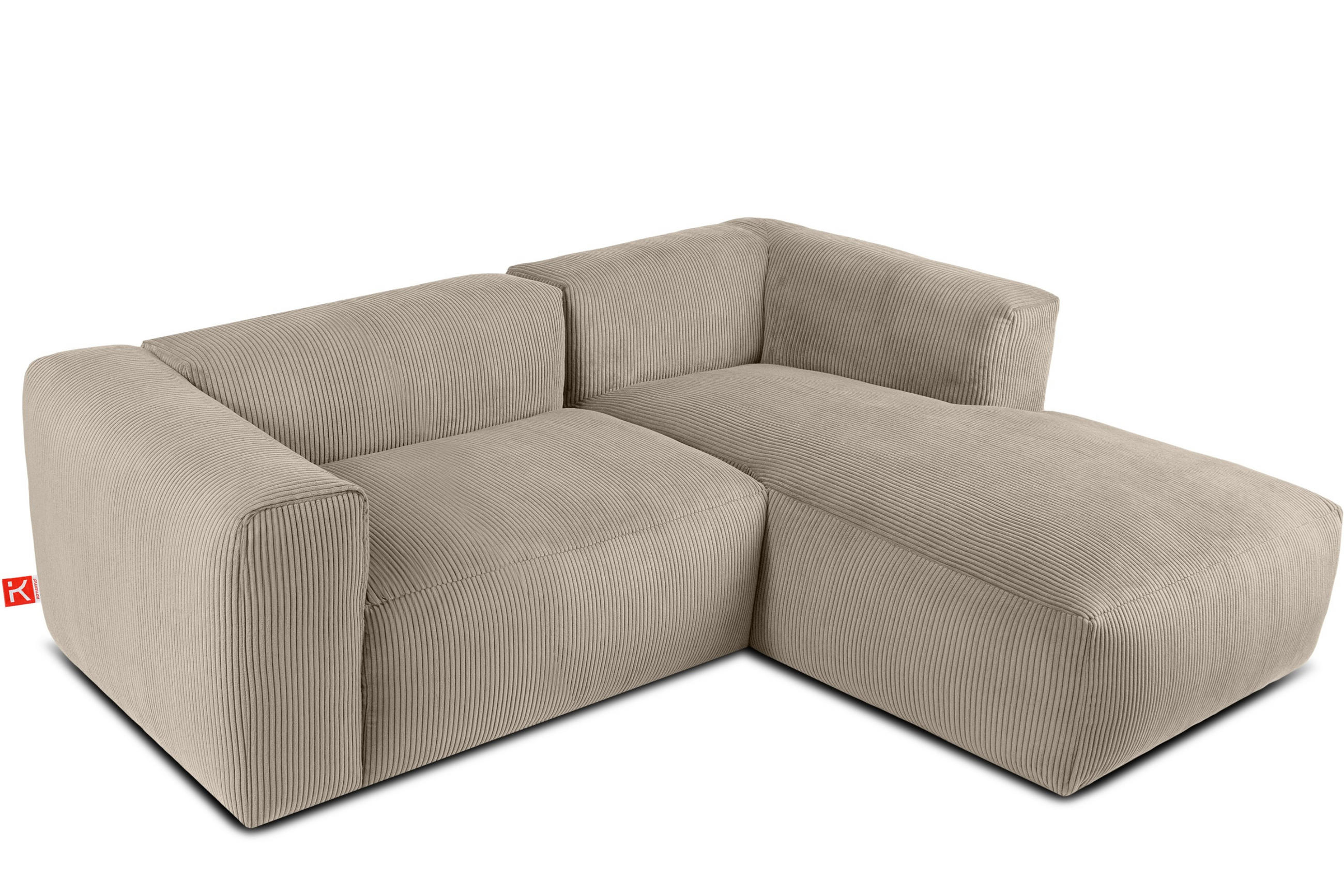 ECKMODULSOFA-RECHTS BUFFO 3/4 Sitzer mit extrem weicher Sitzfläche, Kordstoff, beige - Beige, Textil (237/180cm) - KONSIMO®