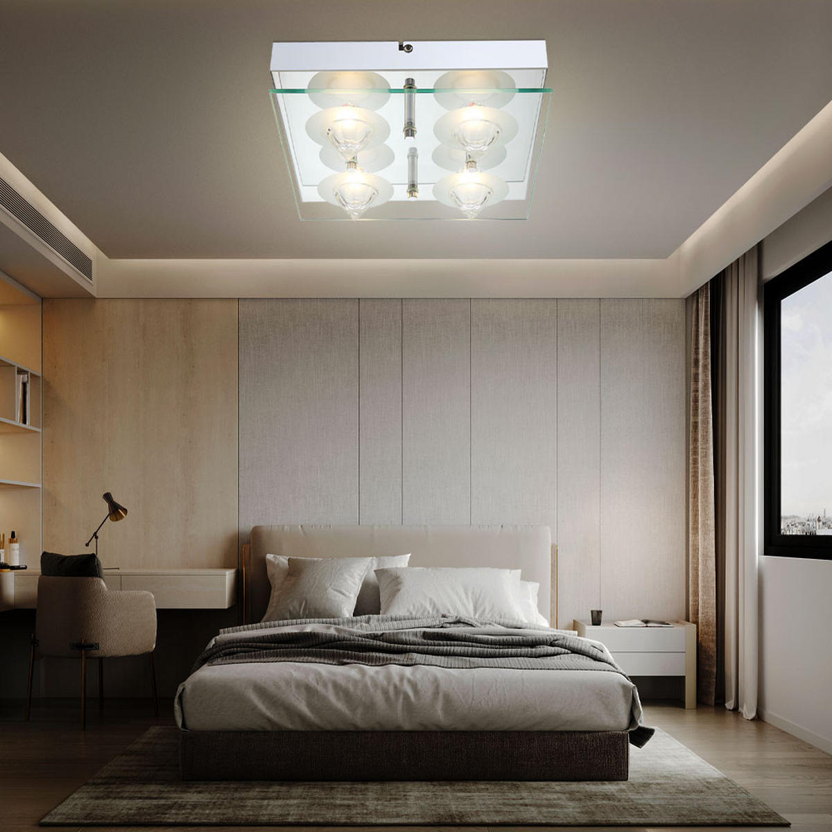 LED DECKENLEUCHTE Metall Silber Kristalloptik - Silberfarben, Glas (25/25/9cm) - Globo Lighting