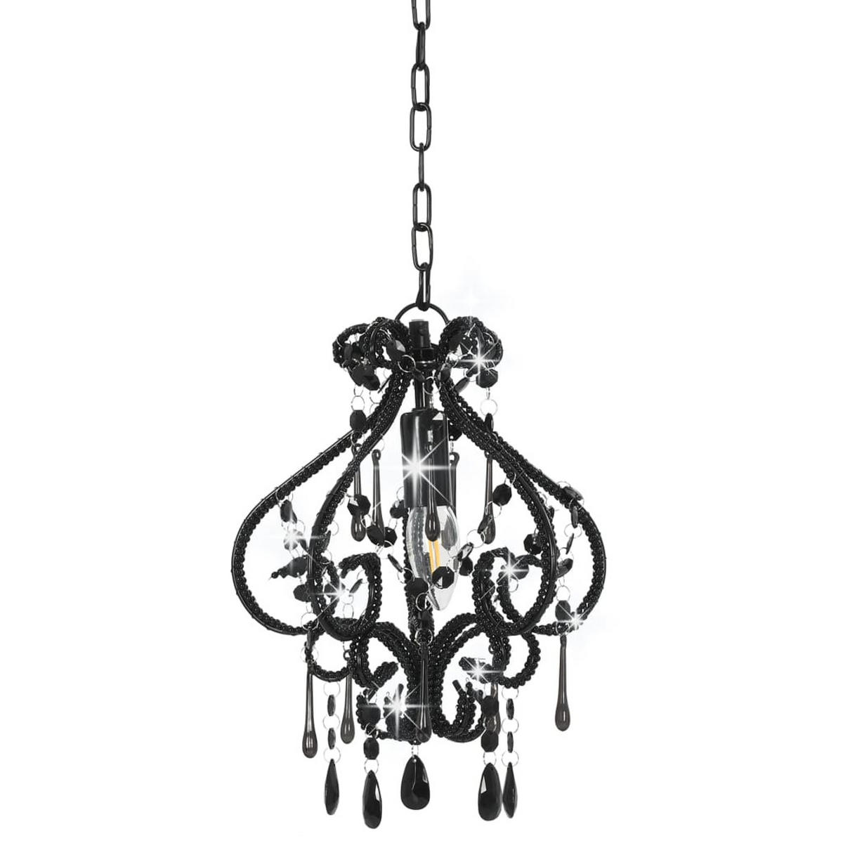 DECKENLEUCHTE Mit Perlen Schwarz Rund E14 - Schwarz, Metall (24/4/32cm) - vidaXL