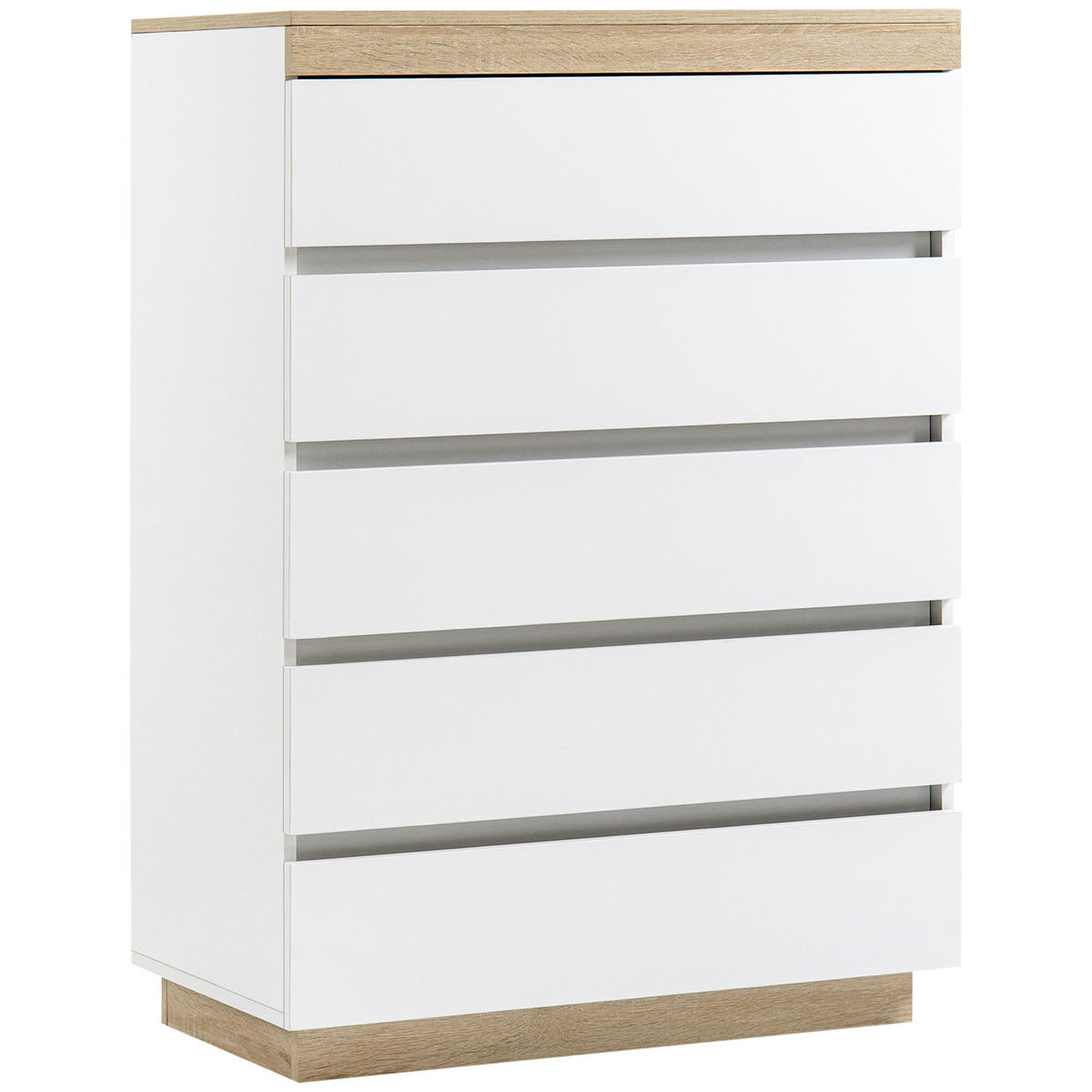 NACHTTISCH Weiß und Eiche 1 Stück - Weiß, Kunststoff (80/109/40cm) - GiPP