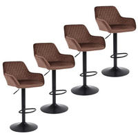 BARHOCKER 4er Set Samt Braun Höhenverstellbar Drehbar - Braun, Textil (51/110/38cm)