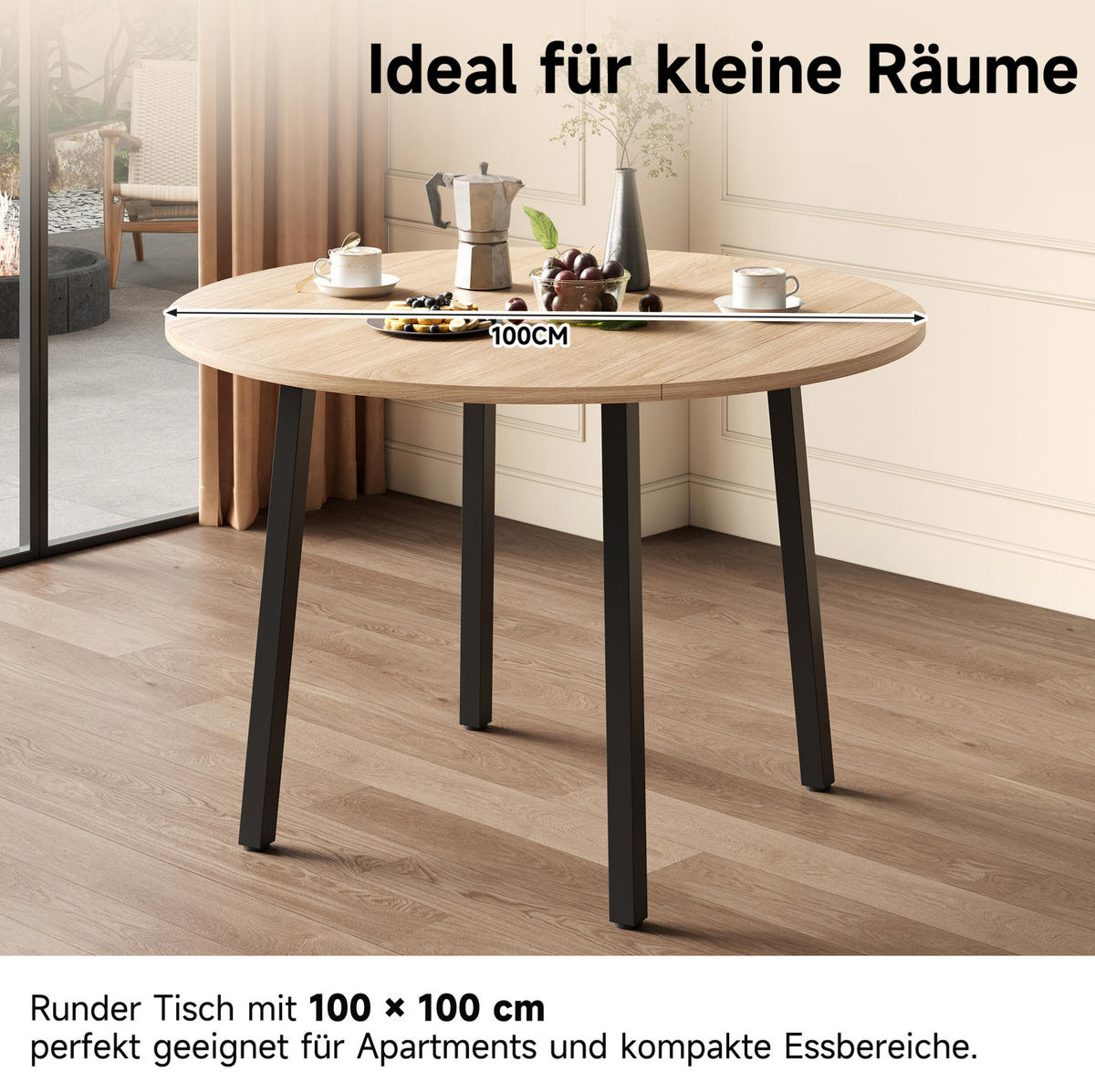 ESSTISCH 100/100 cm mit beidseitig klappbarer Tischplatte, platzsparend für 2-4 Personen, Eichefarben - Eichefarben, Holzwerkstoff (100/100/75cm) - Redom