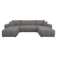 WOHNLANDSCHAFT Furyn U - Dunkelgrau/Schwarz, Holz/Kunststoff (312/82/145cm) - MIRJAN24