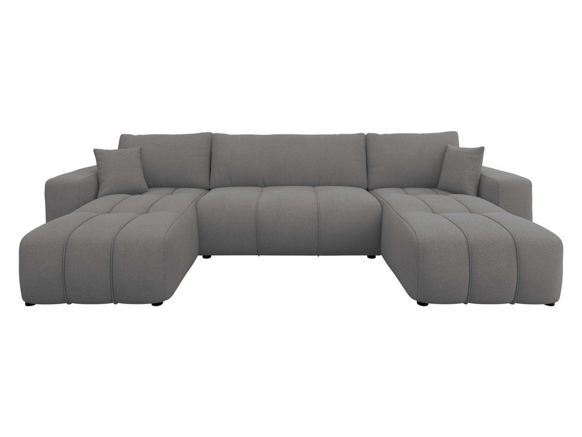 WOHNLANDSCHAFT Furyn U - Dunkelgrau/Schwarz, Holz/Kunststoff (312/82/145cm) - MIRJAN24