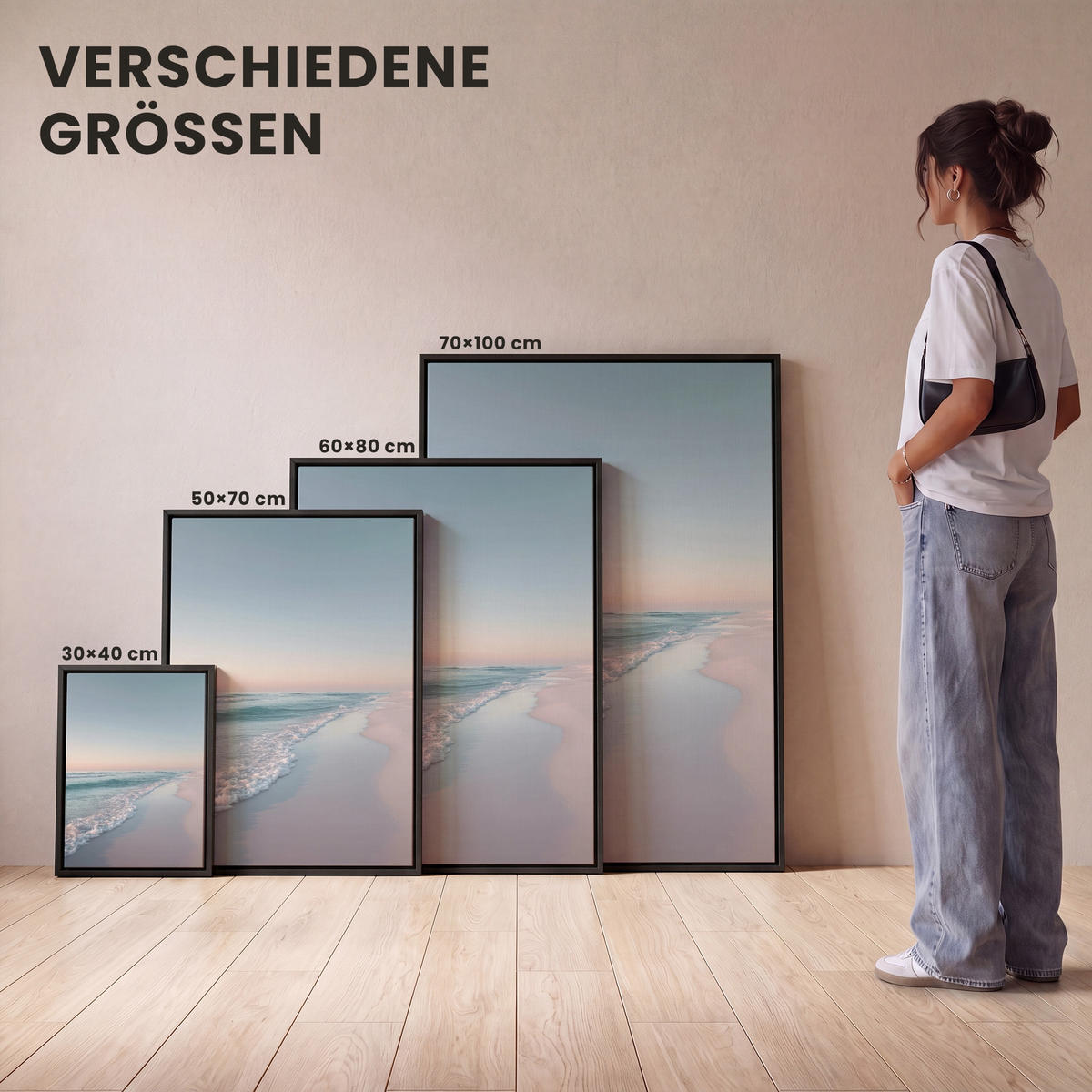 LEINWAND Bilder mit Rahmen - Küstenlinie - Pastell - Wasser - 30x40 - Pastellblau, Textil (30/40cm) - MuchoWow