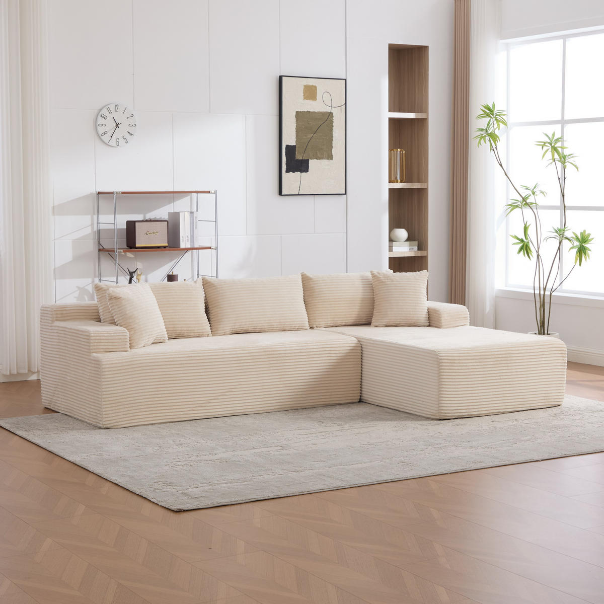 ECKSOFA 272/174/74.5 cm Beige mit rutschfestem Boden - Beige, Textil (174/74.5/272cm) - Oxeza