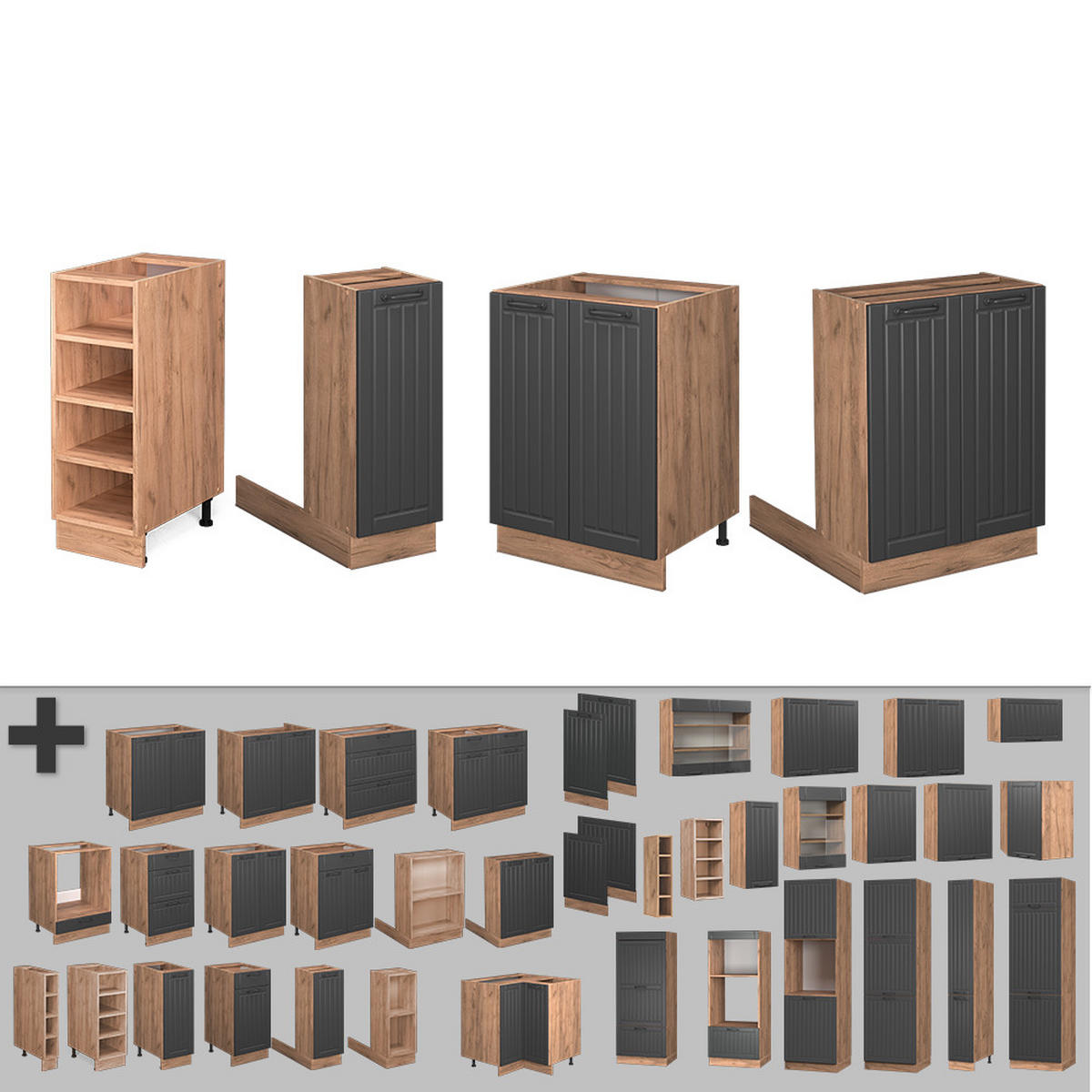 KUCHYŇSKÝ OSTROV Fame-Line Tmavě šedá - tmavě šedá, kompozitní dřevo (90/82/60cm) - Vicco