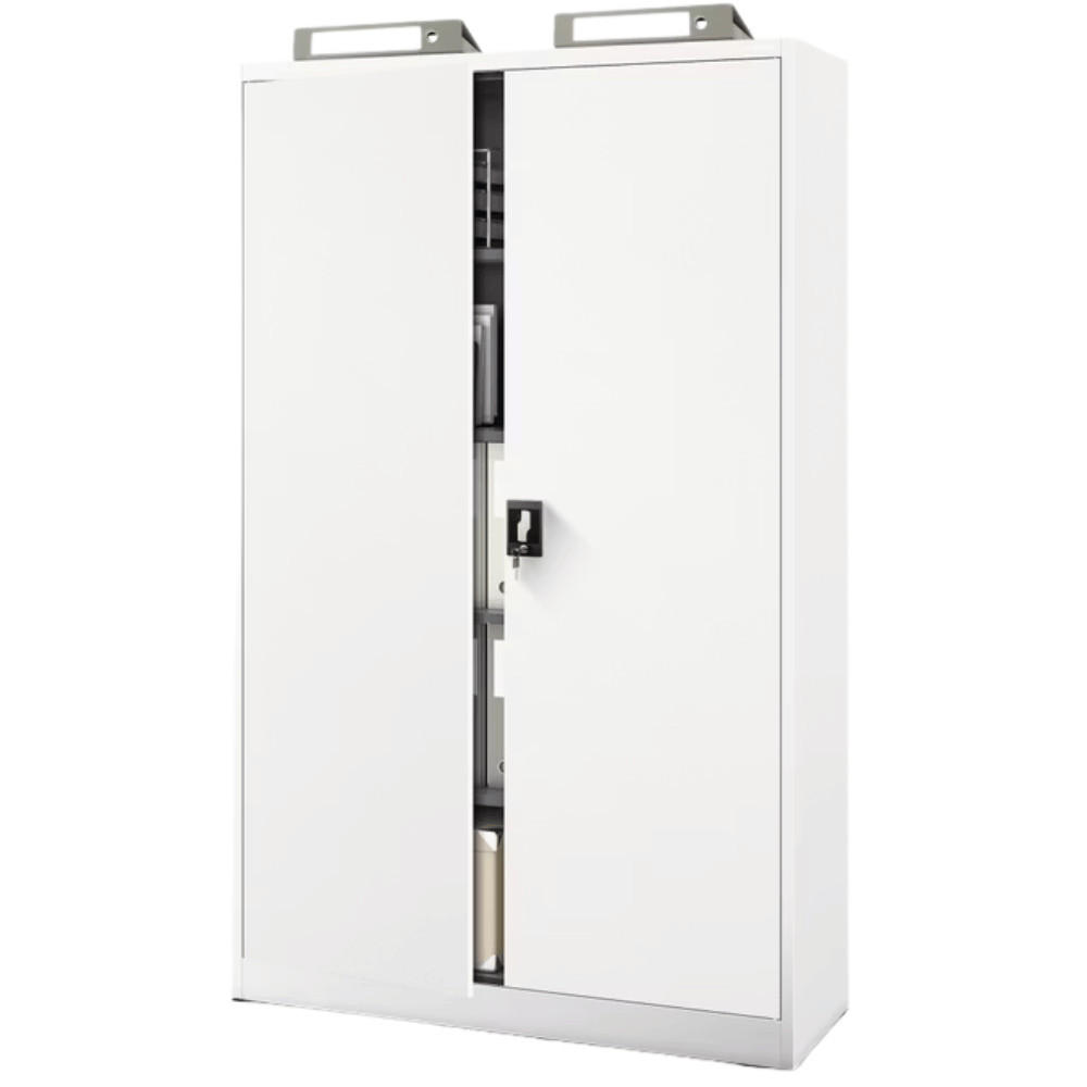 AKTENSCHRANK abschließbar KADO mit Flügeltüren 185x115x40cm Weiß - Weiß, Metall (115/185/40cm) - DELUKE