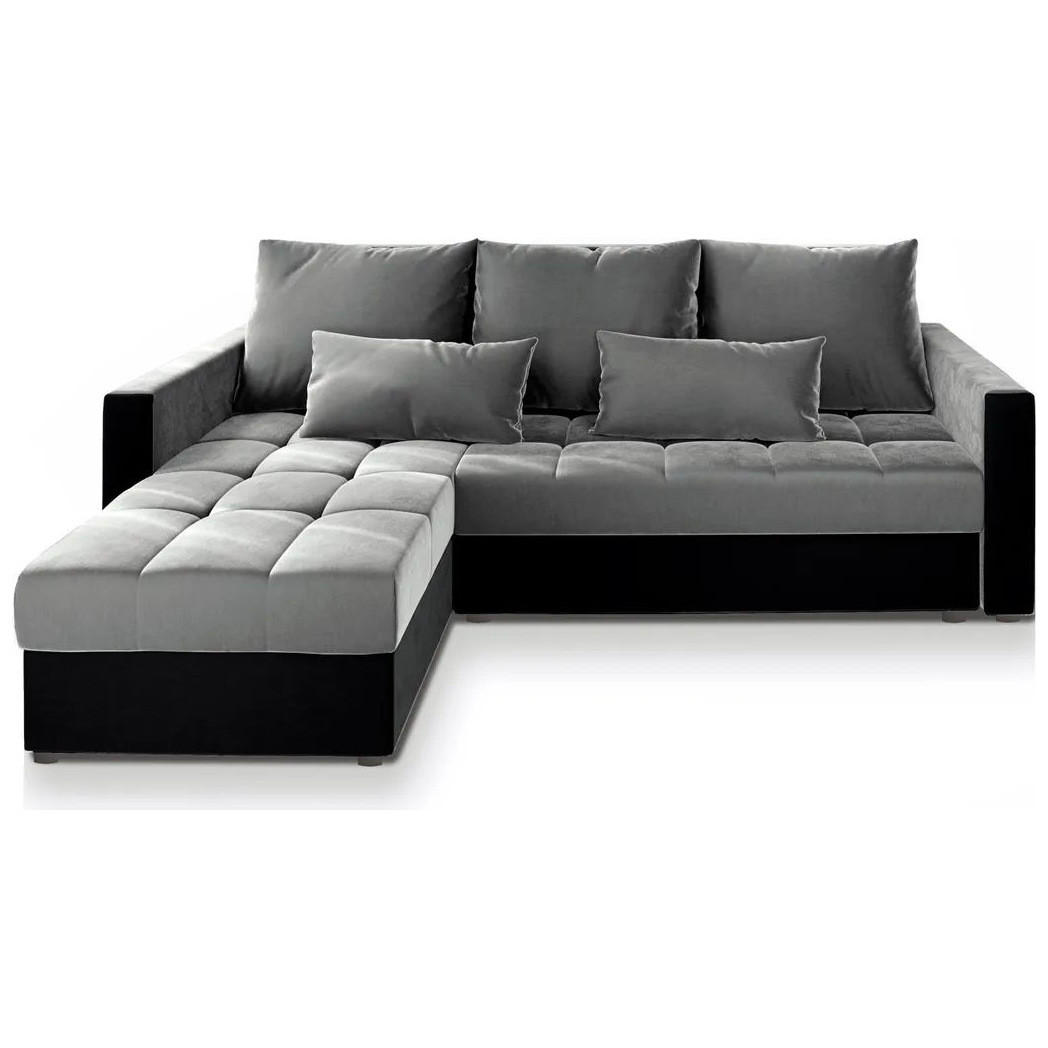 ROHOVÁ SEDAČKA KOS PIK světle šedá - šedá/světle šedá, dřevo/textil (220/140cm) - MASSENO