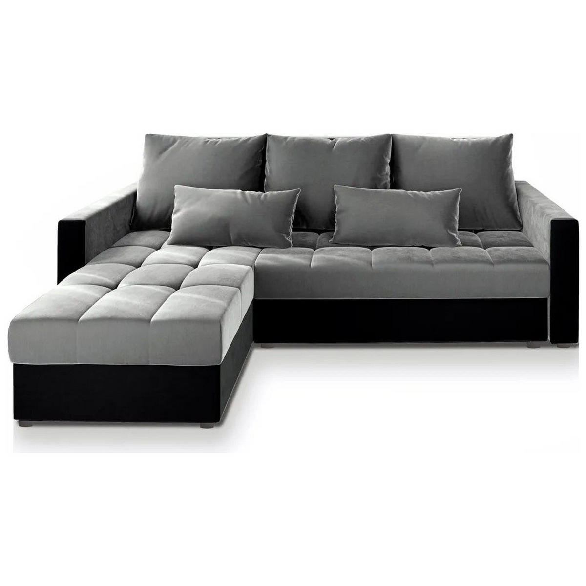 ROHOVÁ SEDAČKA KOS PIK světle šedá - šedá/světle šedá, dřevo/textil (220/140cm) - MASSENO