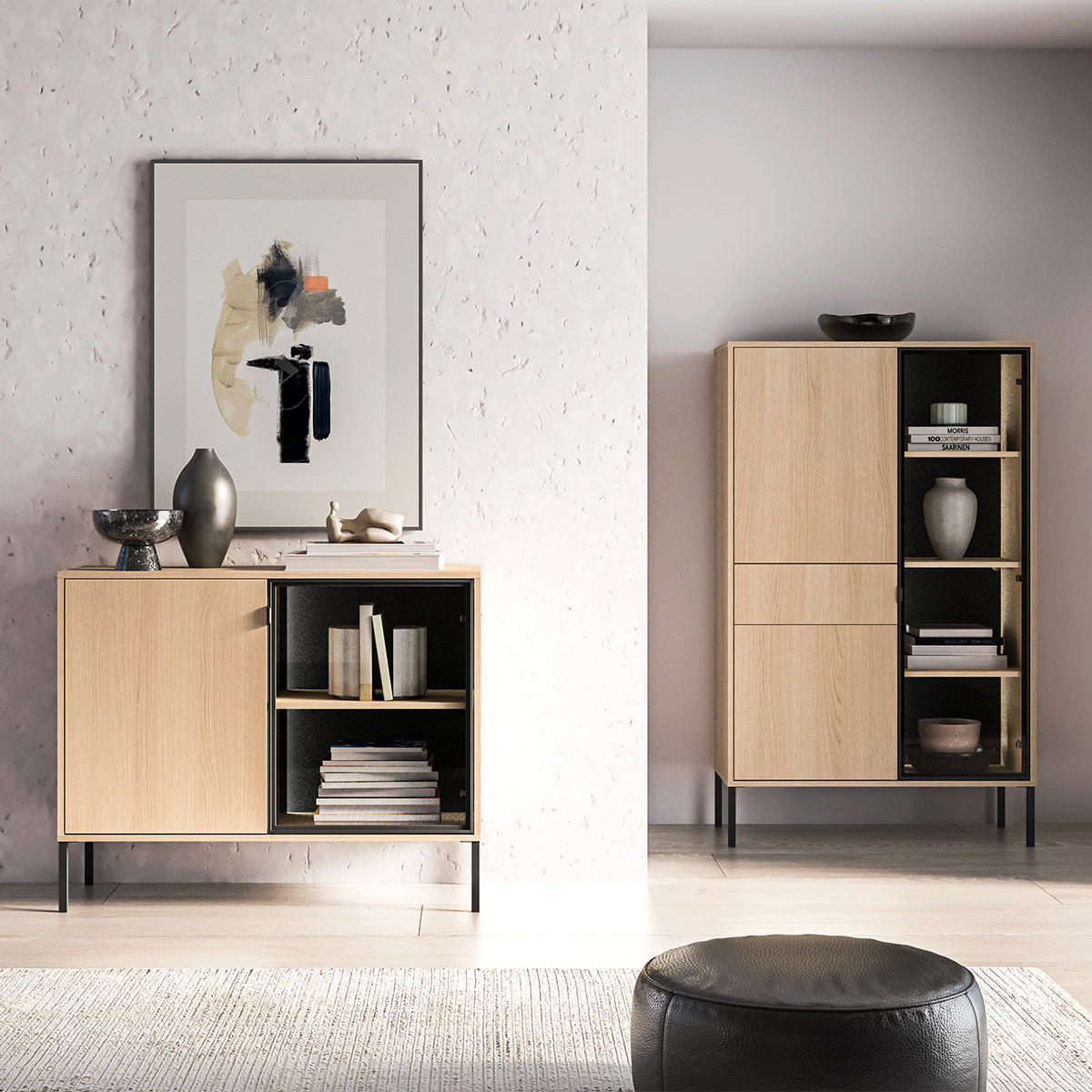 SIDEBOARD Paige Holz und Schwarz - Schwarz, Holzwerkstoff (107/86/40cm) - Petits-meubles