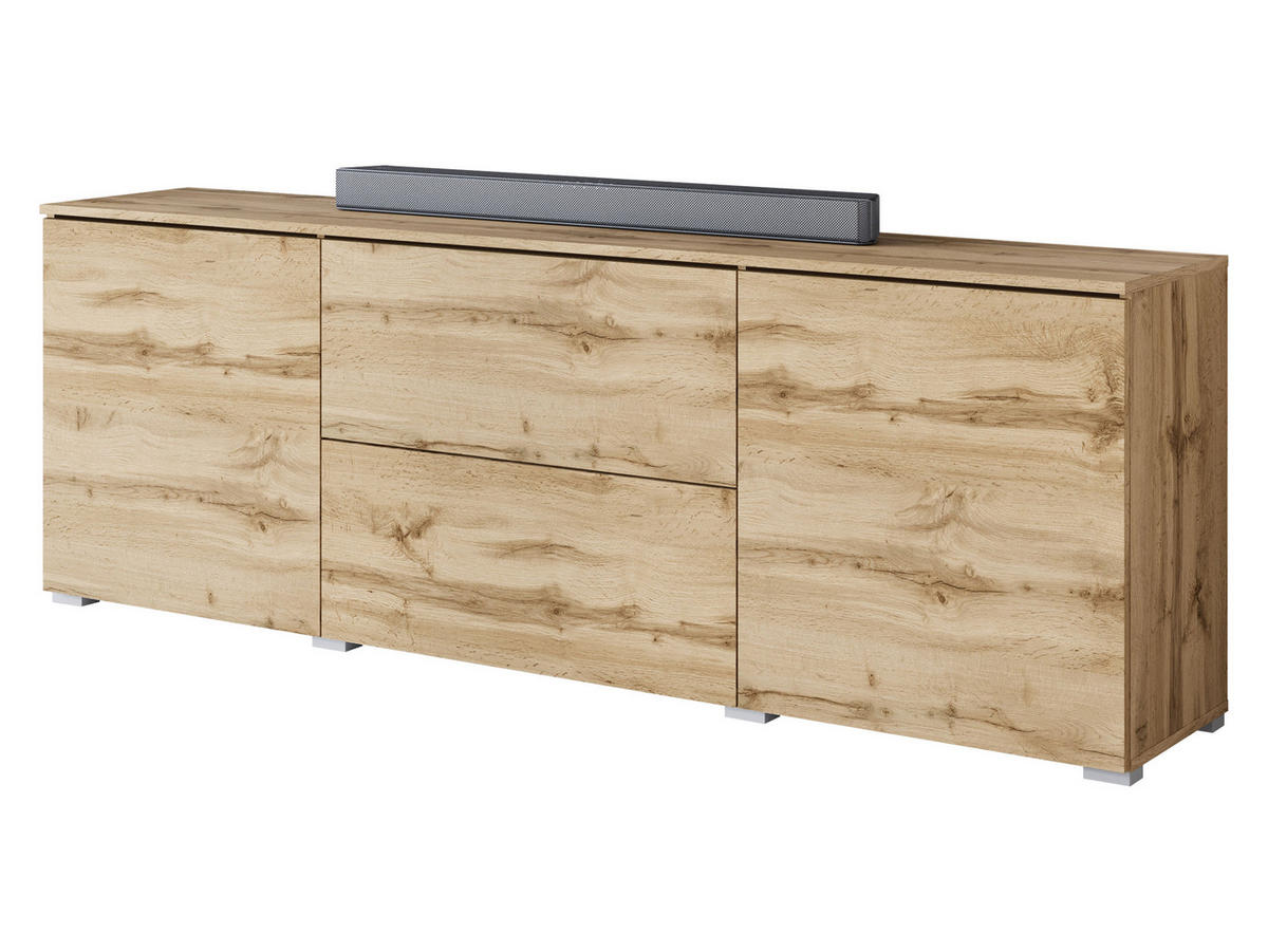 TV-LOWBOARD Vera 180 - Silberfarben/Eiche Wotan, Holzwerkstoff/Kunststoff (180/62/35cm) - MIRJAN24