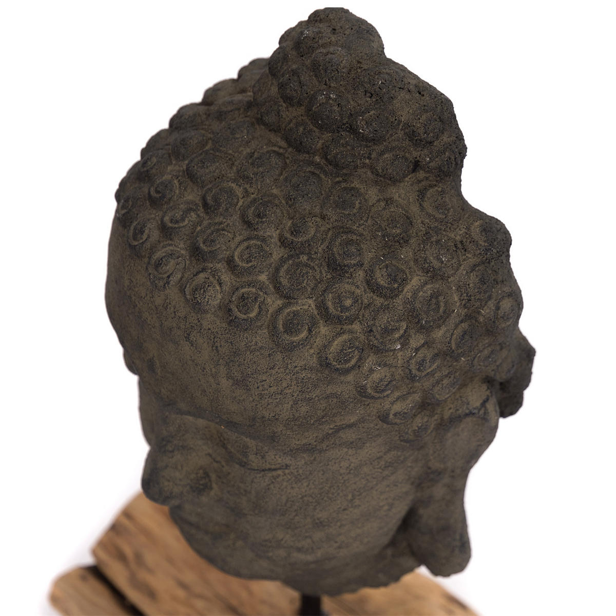 SKULPTUR Buddha Beton, auf Wurzelholzsockel grau-braun - Grau, Holz (25/45/18cm) - CREEDWOOD