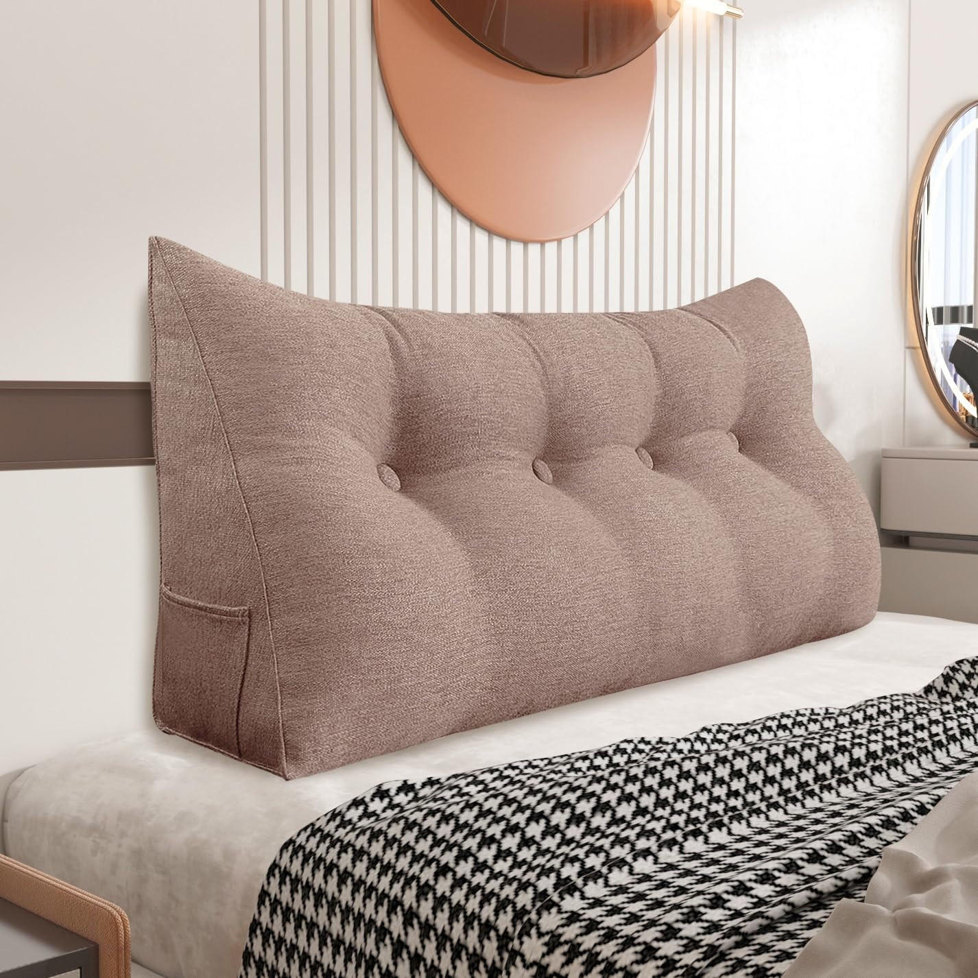 RÜCKENKISSEN für Bett Leinenlook Mauve 120 cm - Pink, Textil (50/120cm) - Vercart