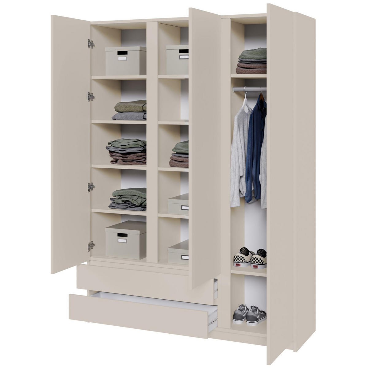 KLEIDERSCHRANK Bemmi Kaschmirgrau 150 cm - Taupe, Holzwerkstoff (150/210/50cm) - Selsey