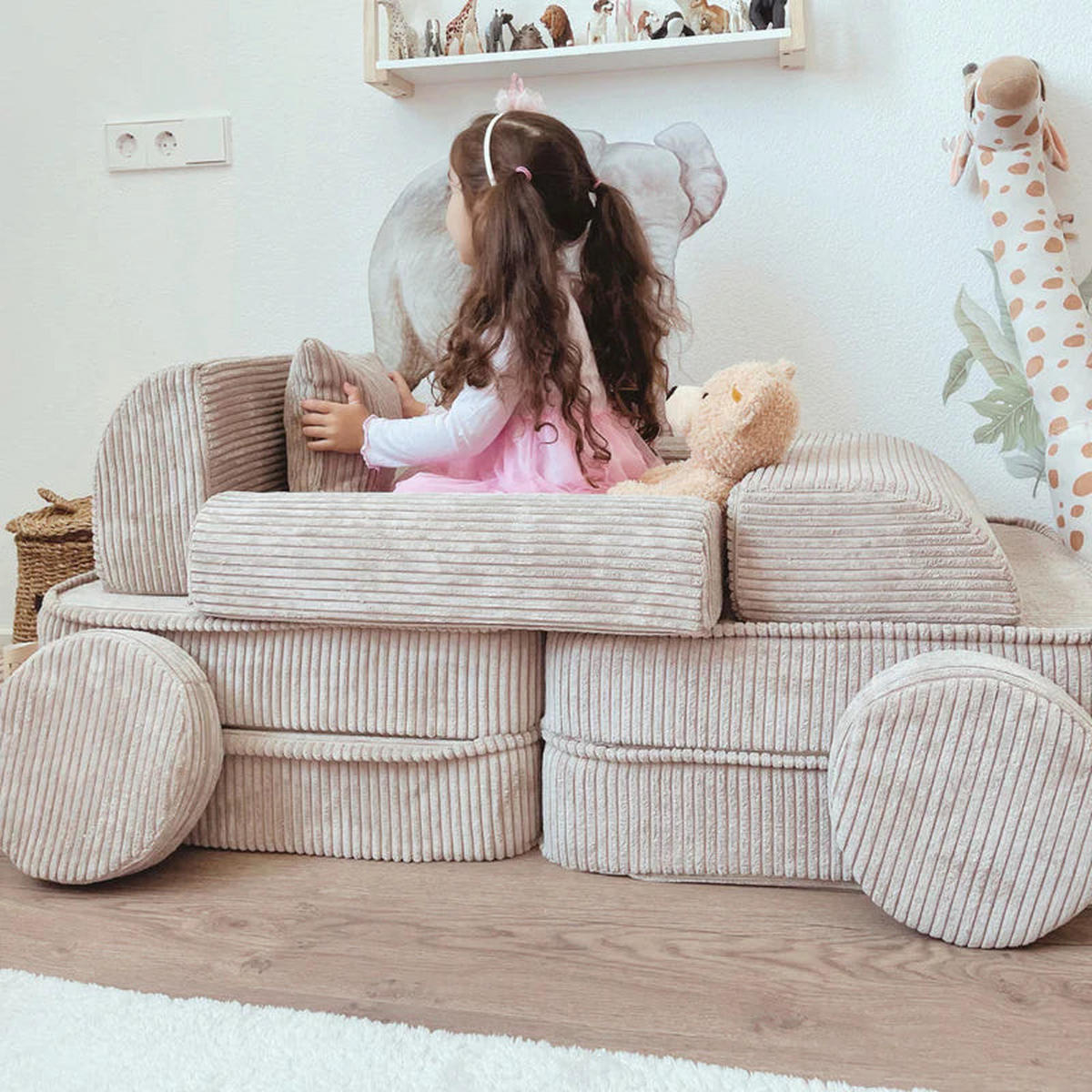 KINDERSOFA AESTHETIC 120 cm Cord Ecru 10 Stk - Beige, Textil (60/12.5/120cm) - MeowBaby