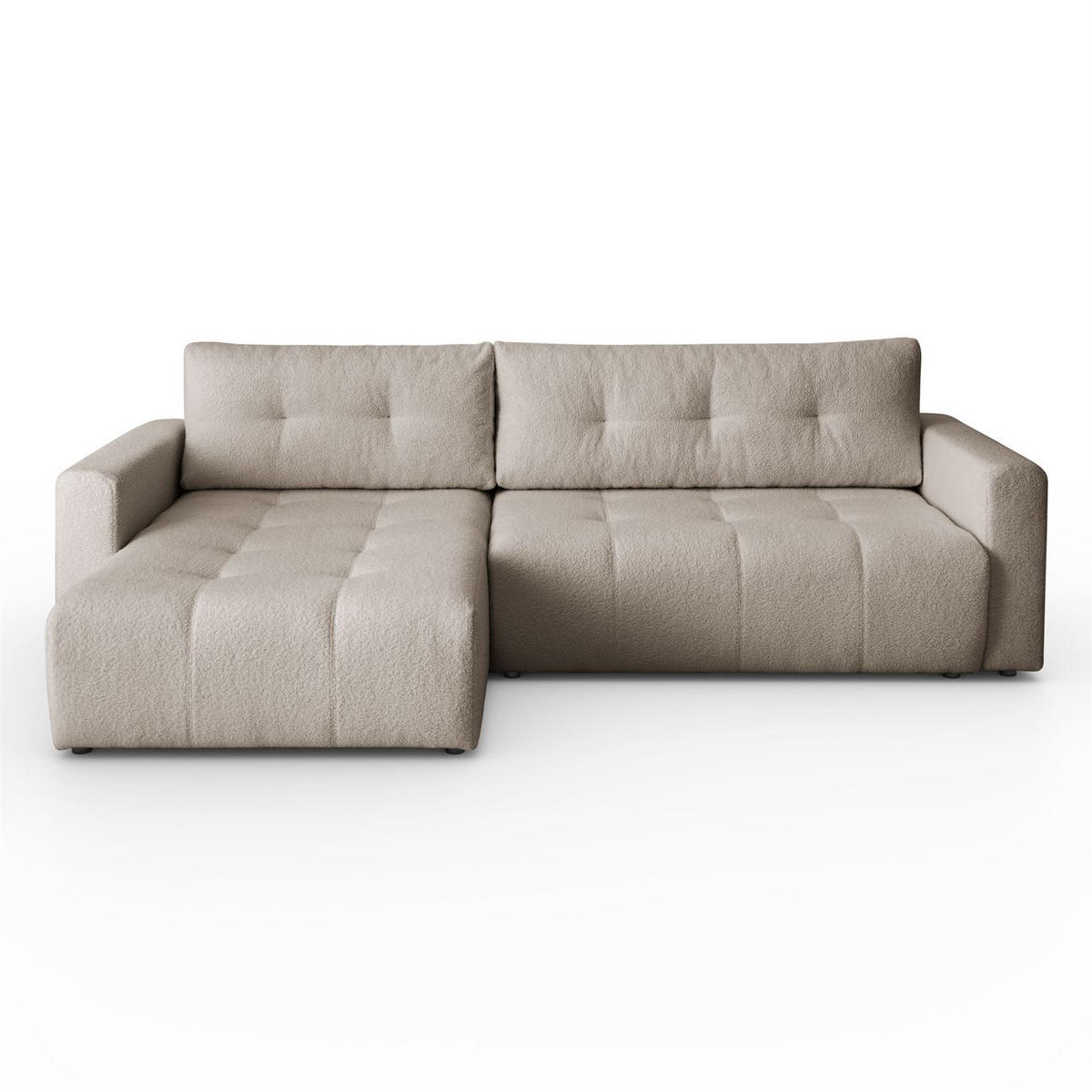 ECKSOFA Viola in L-Form, beige, Lammfelloptik, 261 x 143 cm mit Schlaffunktion und Bettkasten - Beige, Textil (261/143cm) - Margaret Hadas24