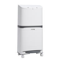 MÜLLEIMER 48L Mülltrennung 2-Stufig Pedal Rollen Kunststoff Weiß - Weiß, Kunststoff (36/79/20cm) - Livingandhome