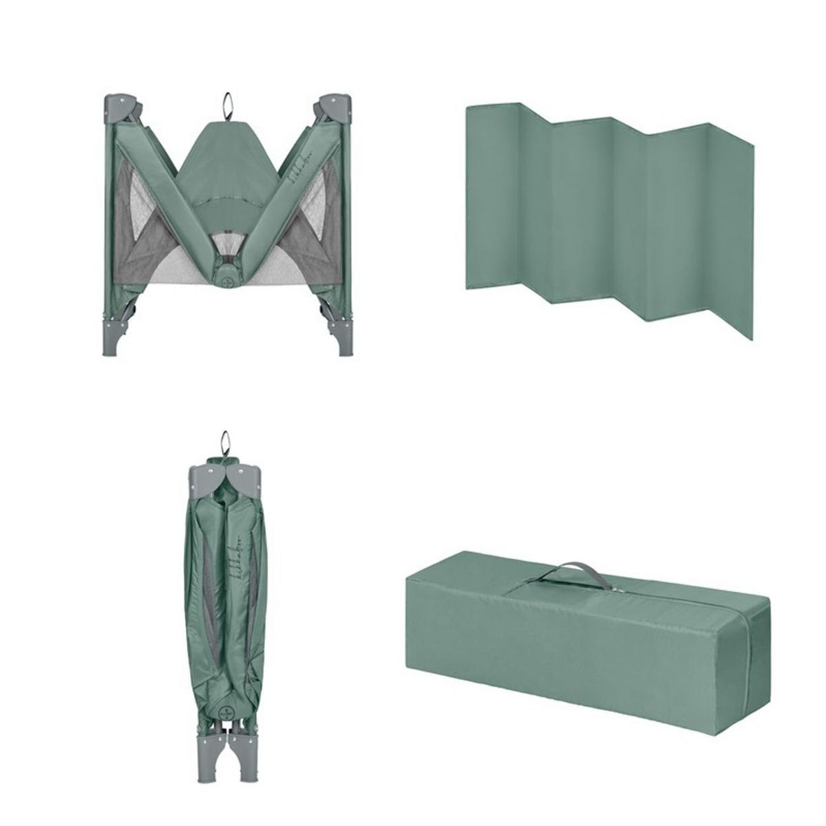 REISEBETT so gifted dunkelgrün weiche Matratzenauflage, Seiteneingang - Grün, Metall (60/120cm) - Kikka boo