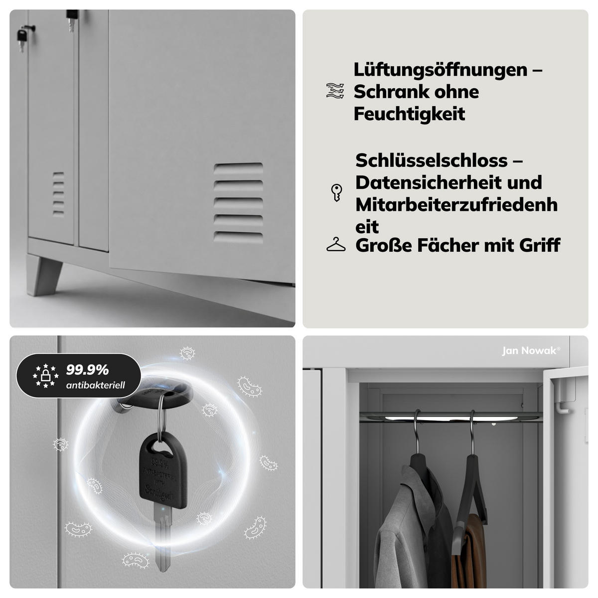 SCHLIESSFACHSCHRANK Bartek - Grau, Metall (136/172/45cm) - Jan Nowak