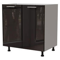 KÜCHENUNTERSCHRANK Essen D11/80 Schwarz Hochglanz / Weiß Matt 80 / 50 / 82cm - Schwarz Hochglanz/Schwarz, Holz/Holzwerkstoff (80/82/50cm) - Feldmann-Wohnen