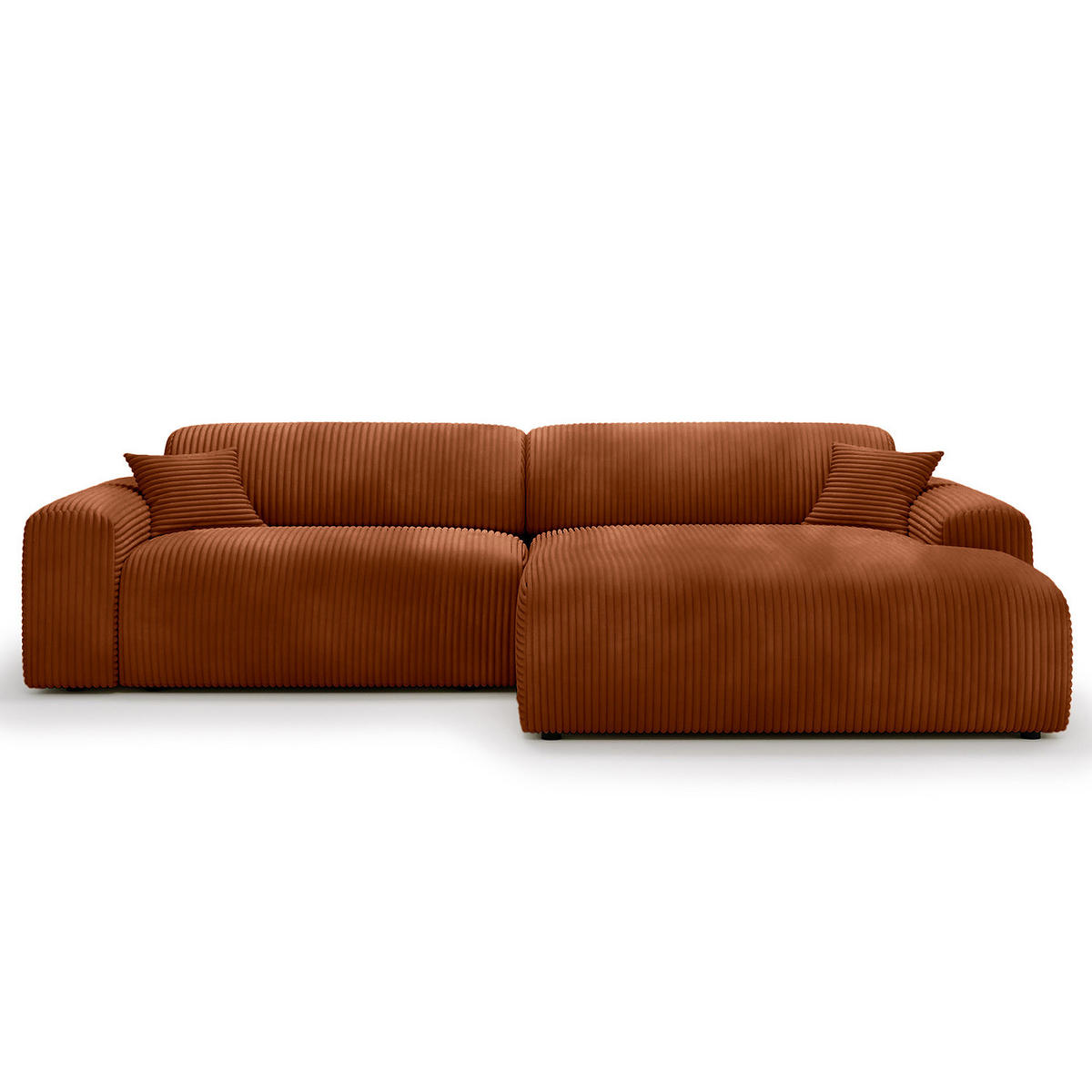 ECKSOFA mit Longchair - Cord - Schwarz/Braun, Kunststoff/Textil (284/178cm) - home24