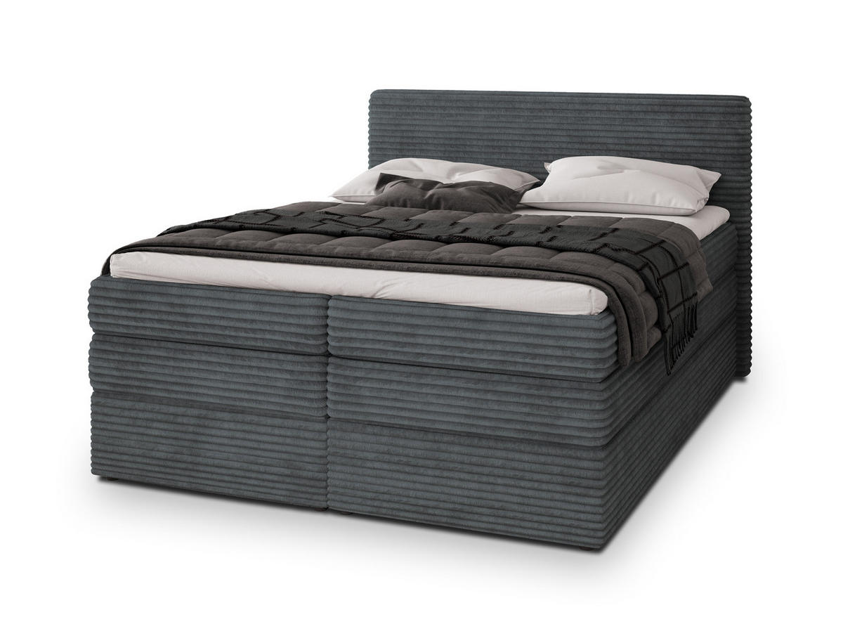 POSTEL BOXSPRING LUNERA 160x200 cm, s matrací a úložným prostorem, grafitová - grafitová, kompozitní dřevo/textil (160/200cm) - MASSENO