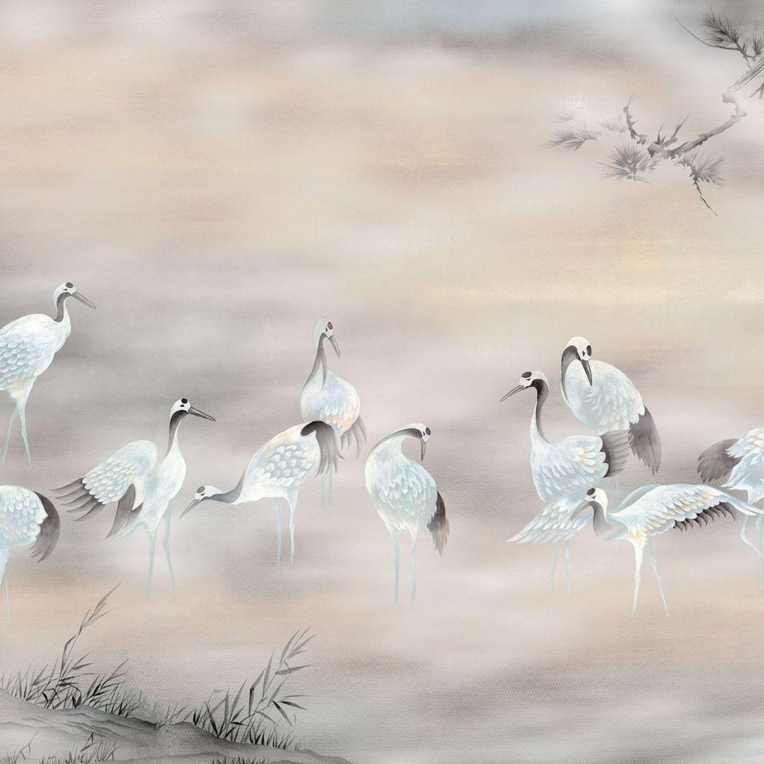 FOTOTAPETE Vögel 400 x 280 cm - Grau, Papier (400/280cm) - Sanders & Sanders