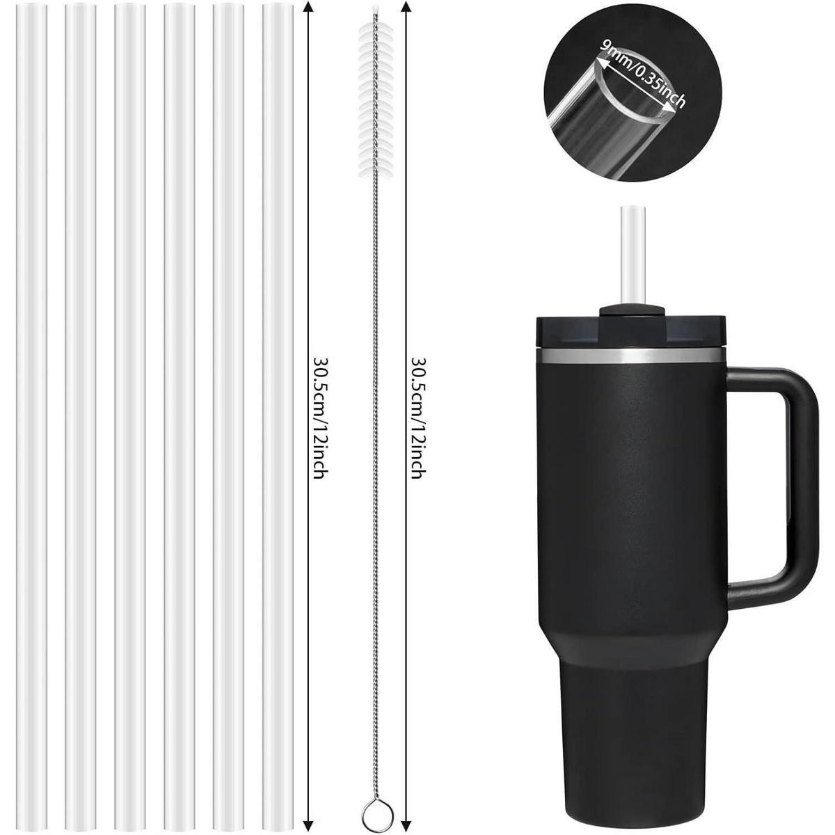 STROHHALME 6-teiliges Set mit Reinigungsbürste - Transparent, Kunststoff (0.9/0.9/30.5cm)