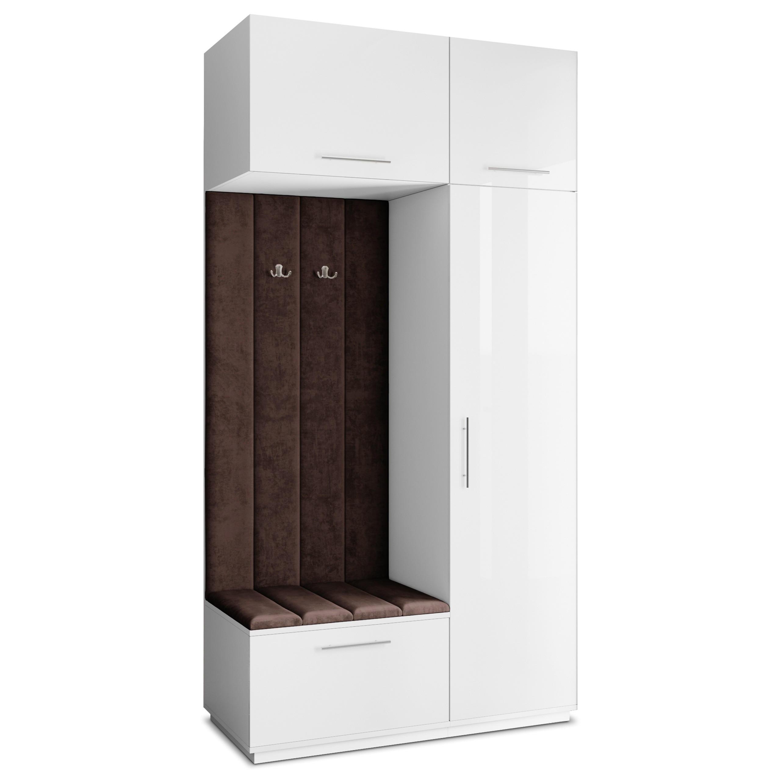 GARDEROBENSCHRANK REMA 120/240/60 cm Modern Garderobe-Set Weiß - Weiß/Braun, Holzwerkstoff (120/240/60cm) - MASSENO