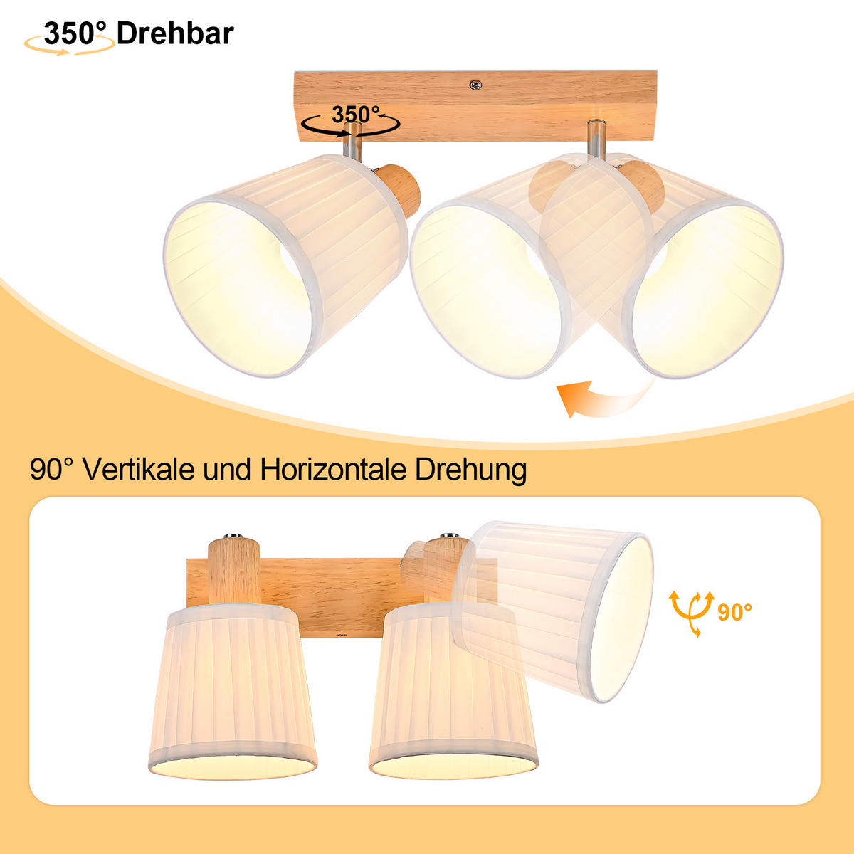 DECKENSTRAHLER Field II 30x19x25cm - Braun, Holz (30/19/25cm) - Nettlife