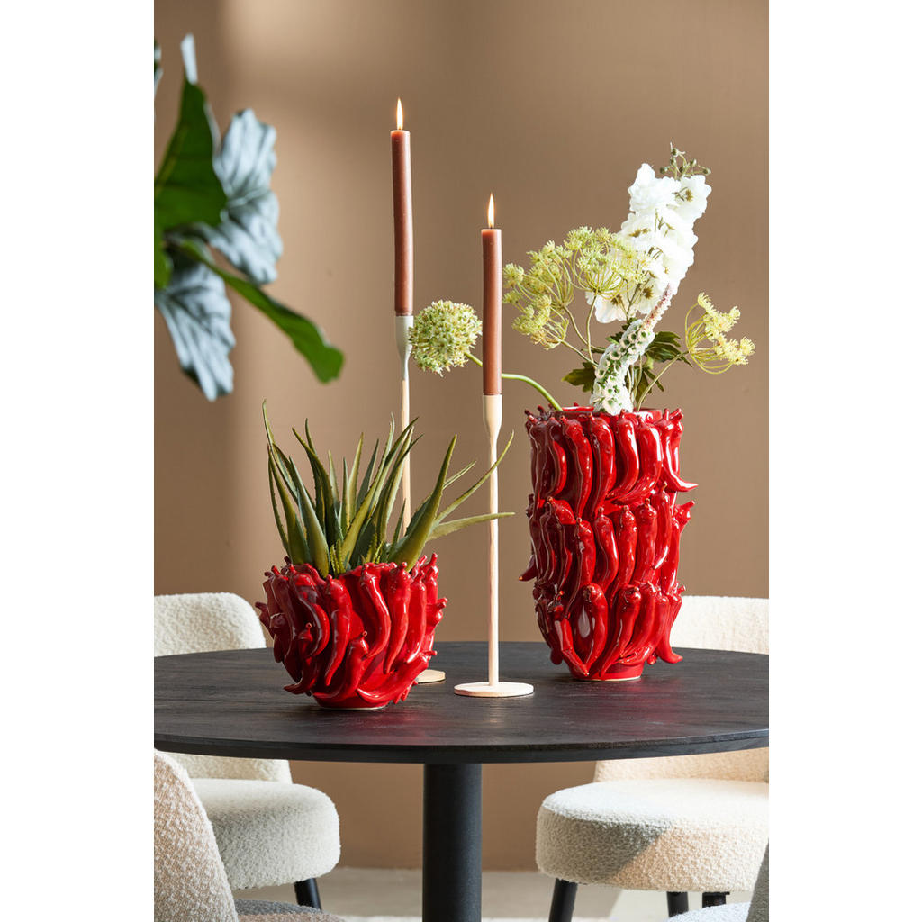 Thumbnail - Light & Living Vase, Rot, Keramik, Rund, 20.5 cm, CE, Dekoration, Vasen, Keramikvasen
