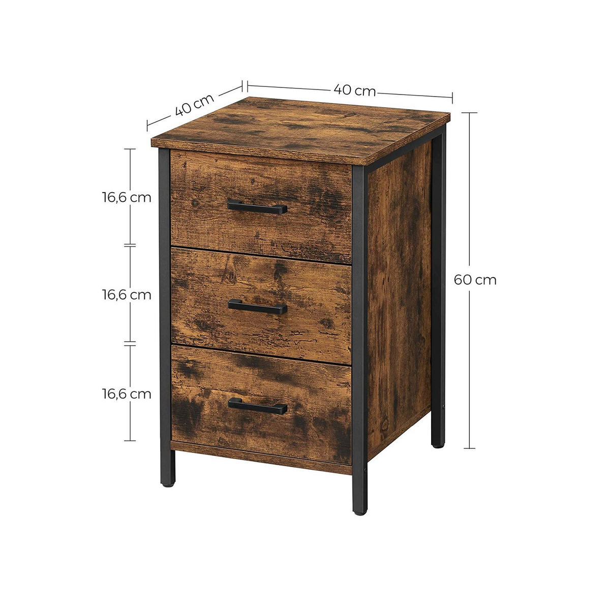 BEISTELLTISCH NACHTTISCH - Braun, Holzwerkstoff (40/40/60cm) - Hansiro