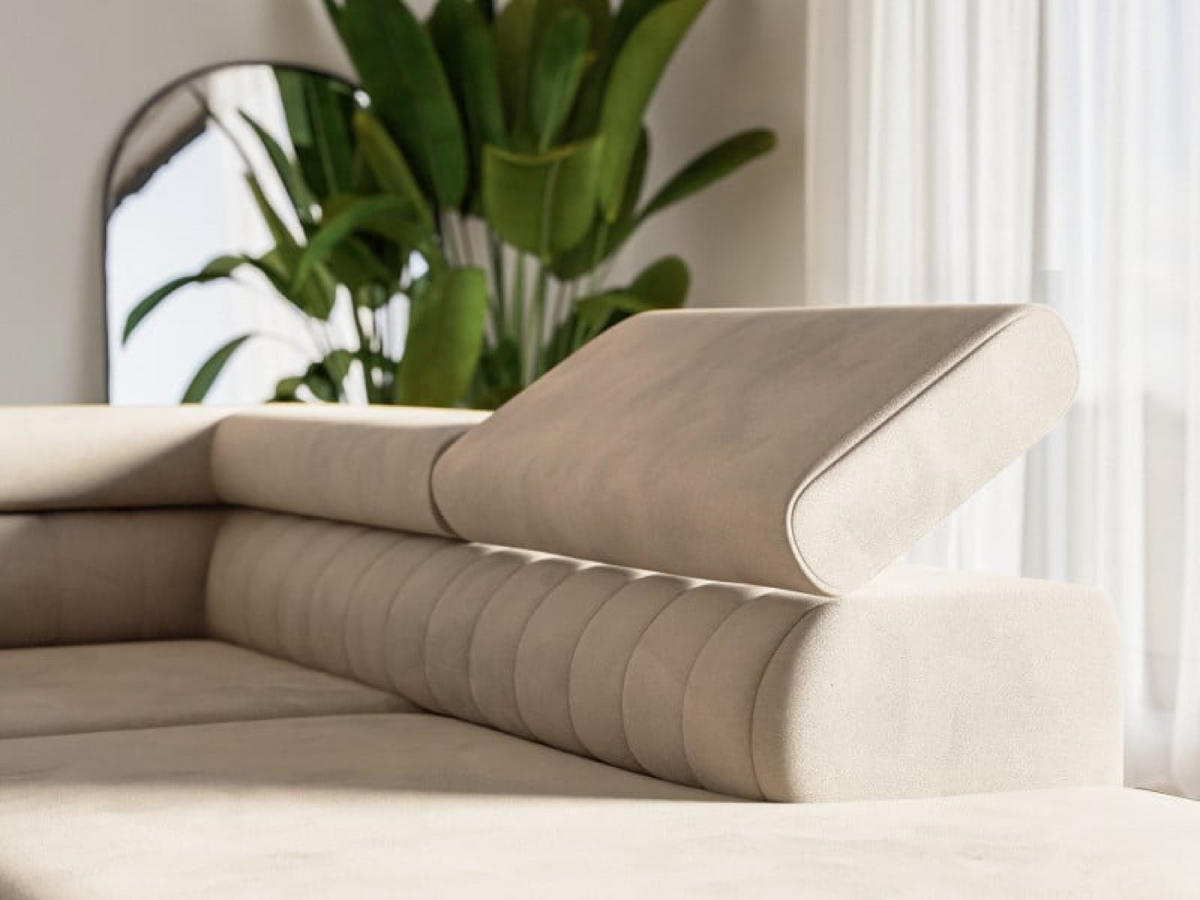 ECKSOFA Beige NOLA Matt Velvet Goldene Beine Rechts - Beige, Textil (203/274cm) - Sepro Meble