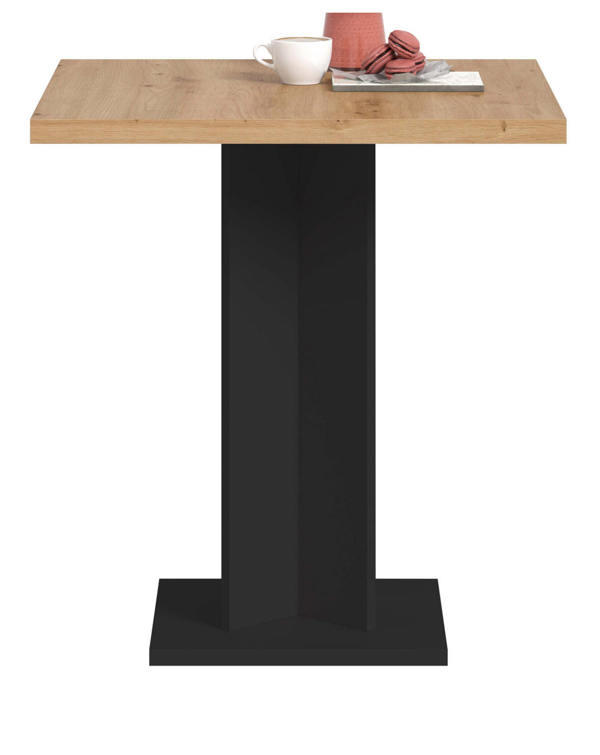 ESSTISCH Eiche Artisan, schwarz 70 x 70 cm, Küchentisch quadratisch - Schwarz/Eiche Artisan, Holzwerkstoff (70/70/76cm) - Inn.Furn