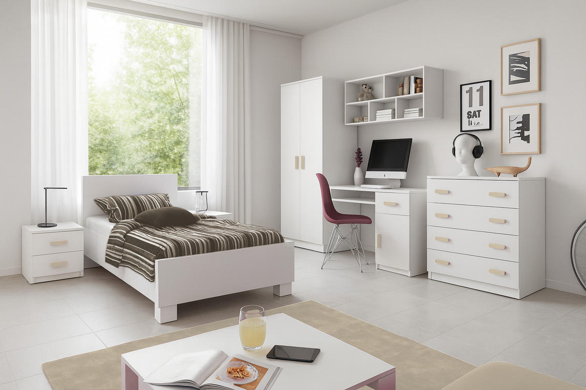 KINDER-NACHTTISCH INGE 22 55/50/44 cm Weiß/Sonoma Eiche - Weiß/Sonoma Eiche, Holzwerkstoff (55/50/44cm) - Deine Möbel 24